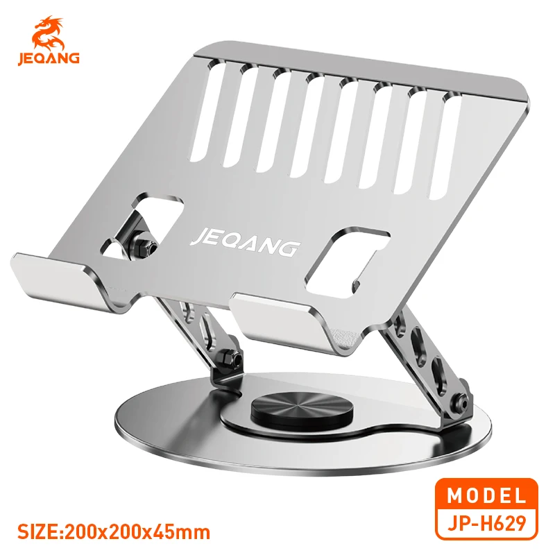 Jeqang-629 Aluminum Alloy PC Stand Customizable 360° Rotation Strong Load-Bearing Efficient Office Work for Tablets