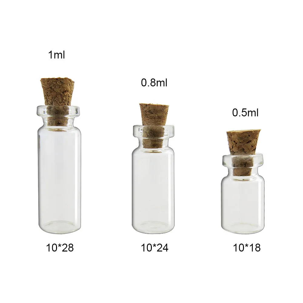 1 Pieces Mini Transparent Square Glass Bottles with Cork Stopper