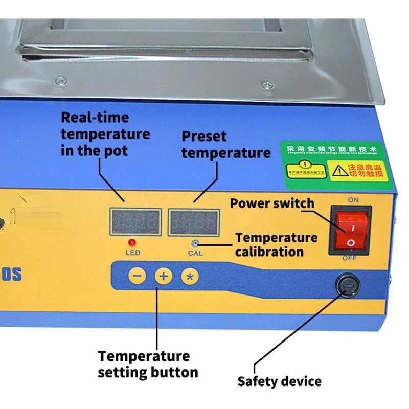 CM-280S Soldering Pot Dual Digital Display 0-400 Degree Fast Heating Adjustable Temperature Tin Melting Furnace Tin Oven