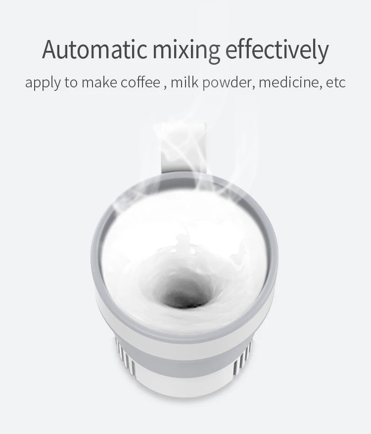 330ml Portable Foldable Wireless Auto Mixing Magnetic Mug Self Stirring Coffee Mug with Handle details
