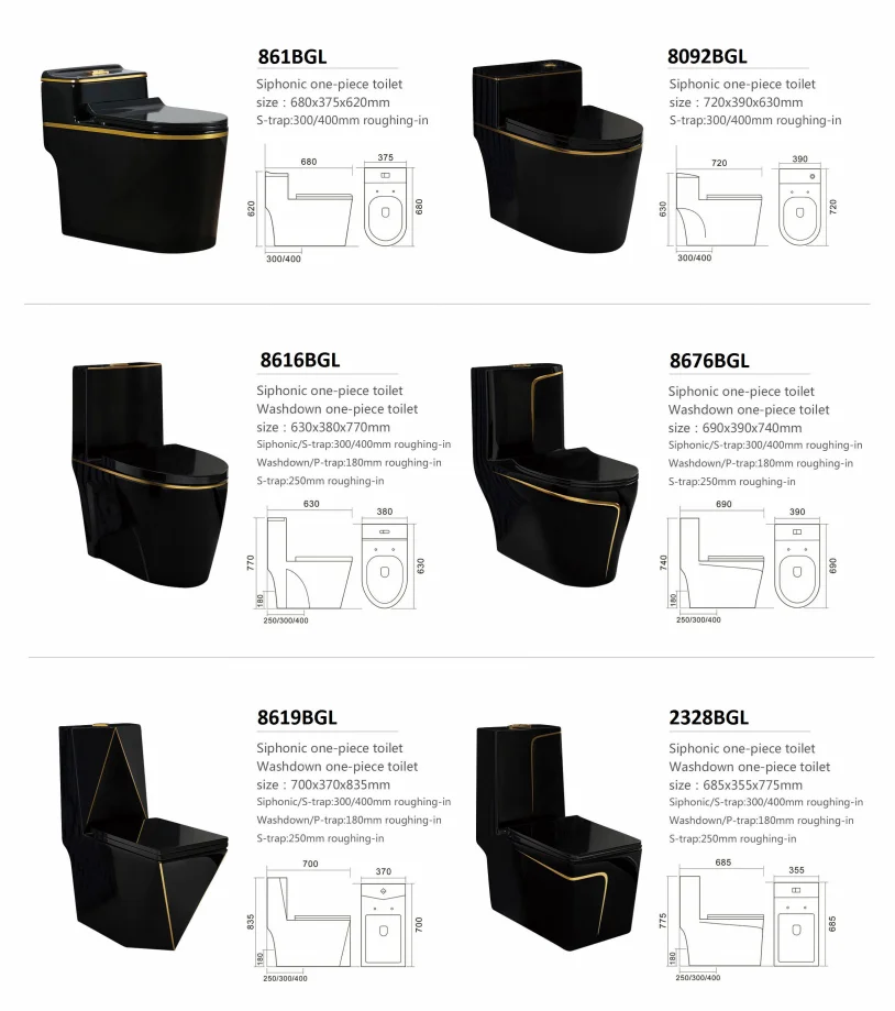 Sanitary ware suit bathroom commode wc and pedestal basin luxury ceramic black color toilet set one piece toilet bowl supplier