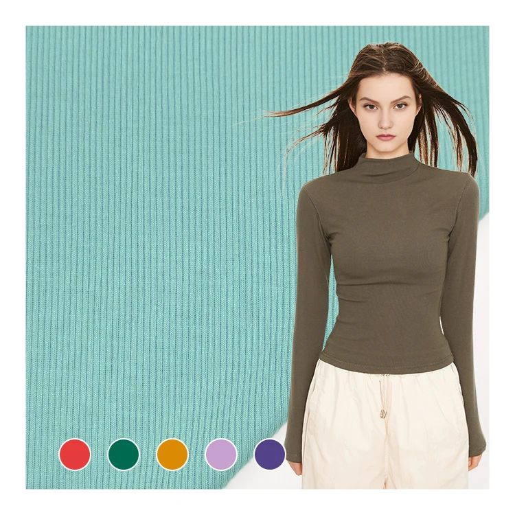 China Supplier Soft Ribbings Polyester Lyocell Spandex Material Rib Knit Fabric for Clothing