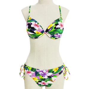 Custom Floral Pattern Swimwear Beachwear for Ladies Breathable Two Piece Bathing Suit Sexy Women's Micro String Bikinis Set