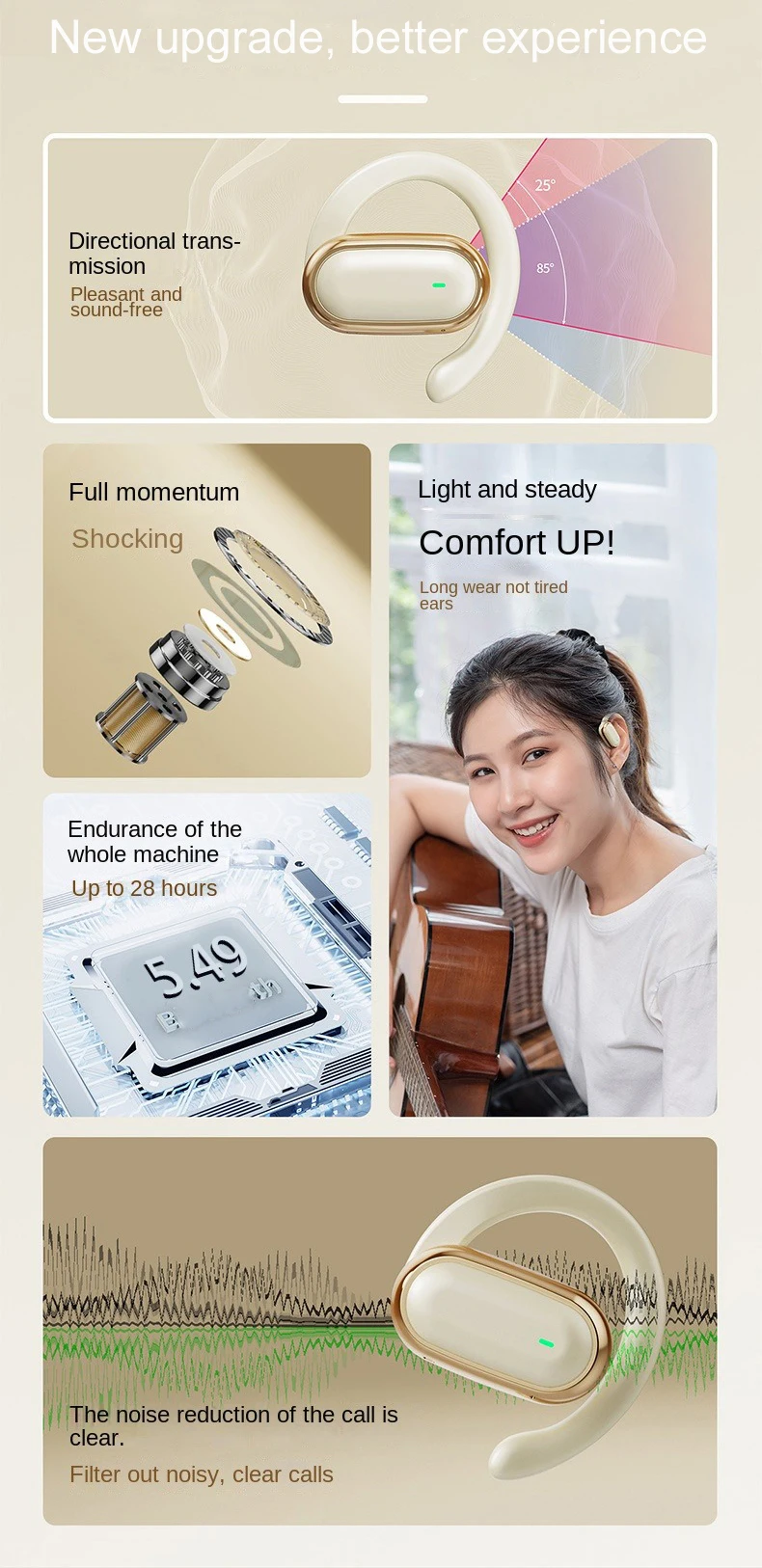 New Wireless Gaming Headset ANC ENC In-ear Headphones OWS Noise Cancelling Earphones Open Ear Sport Headphones X96