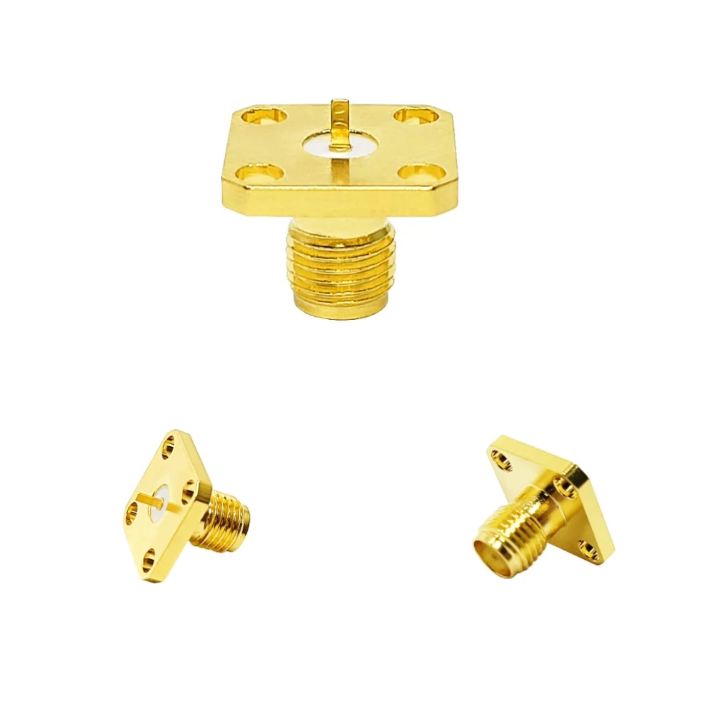 Connecteur microbande coaxial RF SMA femelle à faible coût pour usine, type jack hembra, avec bride à 4 trous, montage sur panneau, diamètre 12,5 mm, en stock