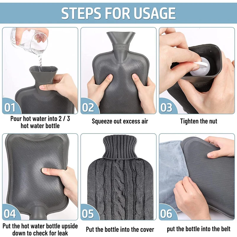 winter hot sale portable knitted cover rubber hot water bag hot water bottle with warm plush waist cover