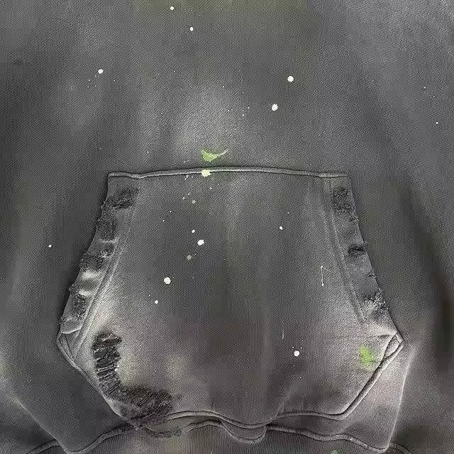 Custom Vintage Distress Paint Hoodie Acid Wash Heavyweight Sun Faded Hoodie Men Cotton French Terry Oversized Men's Hoodies gallery 3