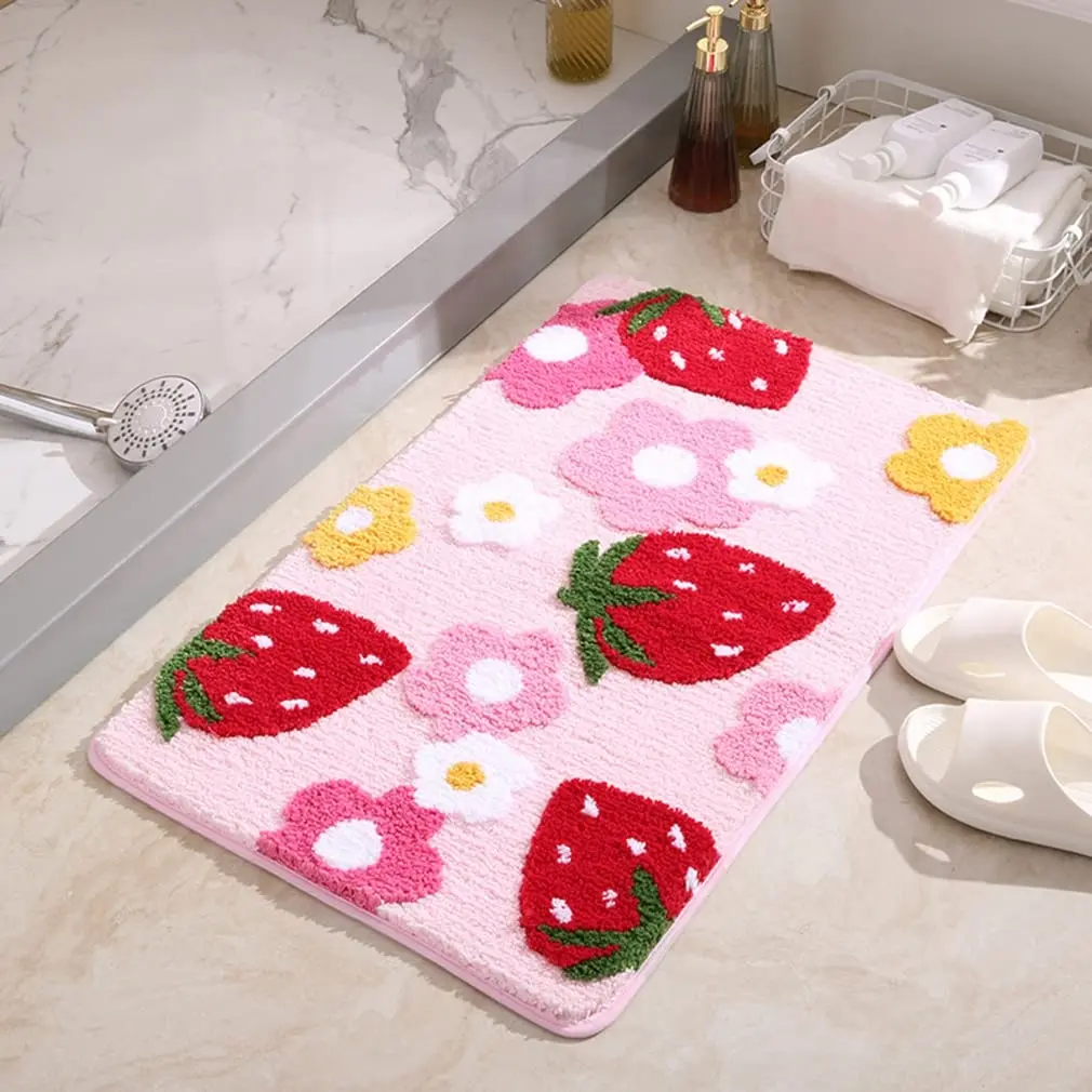 Wholesale Cute bathroom superfiber soft bath mat non-slip plush fluffy bath mat supplier