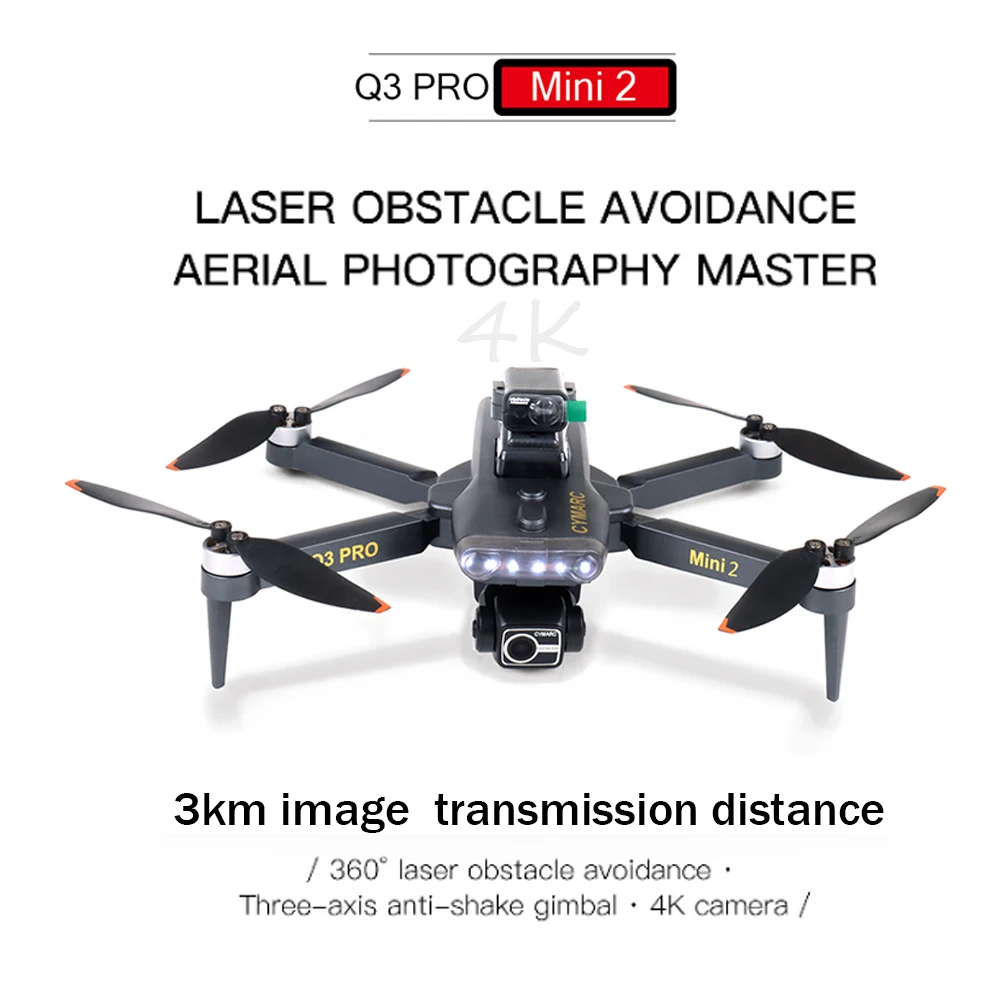 Q3 Pro Mini 2 Drone GPS Drone 4K Profesional  3-Axis Gimbal Dual Camera 5G WIFI FPV RC Quadcopter with Obstacle Avoidance Drone
