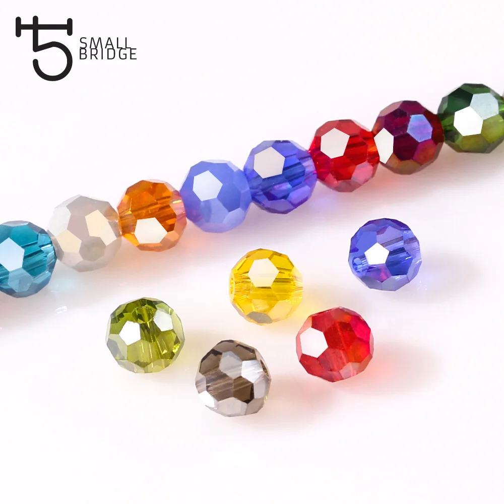 Factory direct 3 4 6 8mm Round Spacer Glass Beads With Holes Jewelry Accessories For Necklace Earring details