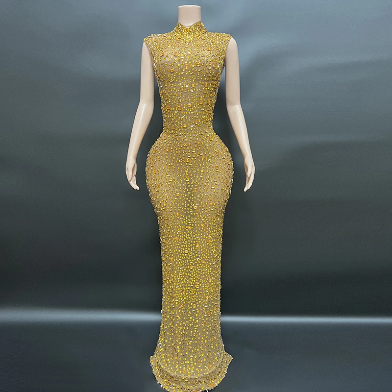 gold prom dresses 2023 Sparkly A-Line Backless Gold Spaghetti Straps Long Prom Dresses, FC235 –  Dairy Bridal main image 1