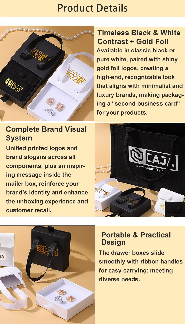 A1 Black Jewelry Packaging Set Canvas Bag Paper Bag Drawer Box Microfiber Bag Customizable Logo Jewelry Storage supplier