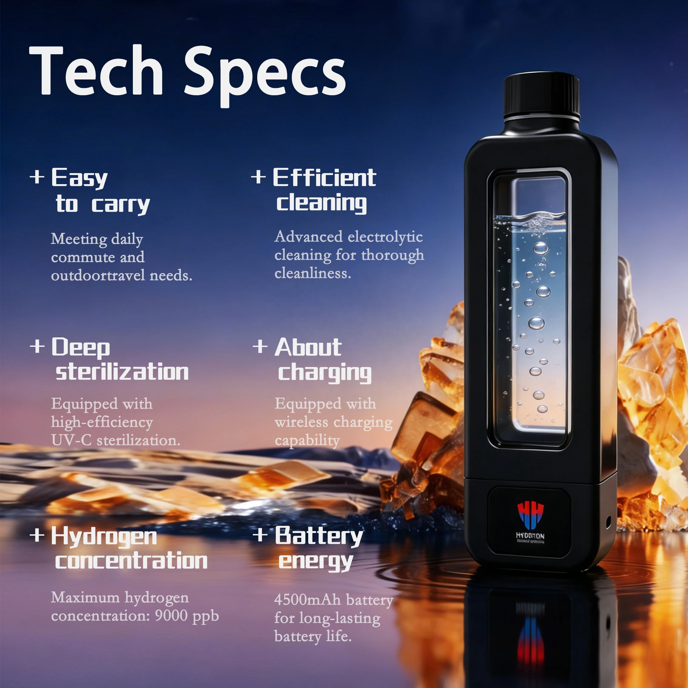 American Patented Product: 8000ppb Smart Hydrogen Water Bottle, APP Control + Drinking Water Monitoring, 4500mAh Battery 2 American Patented Product: 8000ppb Smart Hydrogen Water Bottle, APP Control + Drinking Water Monitoring, 4500mAh Battery - Image 2