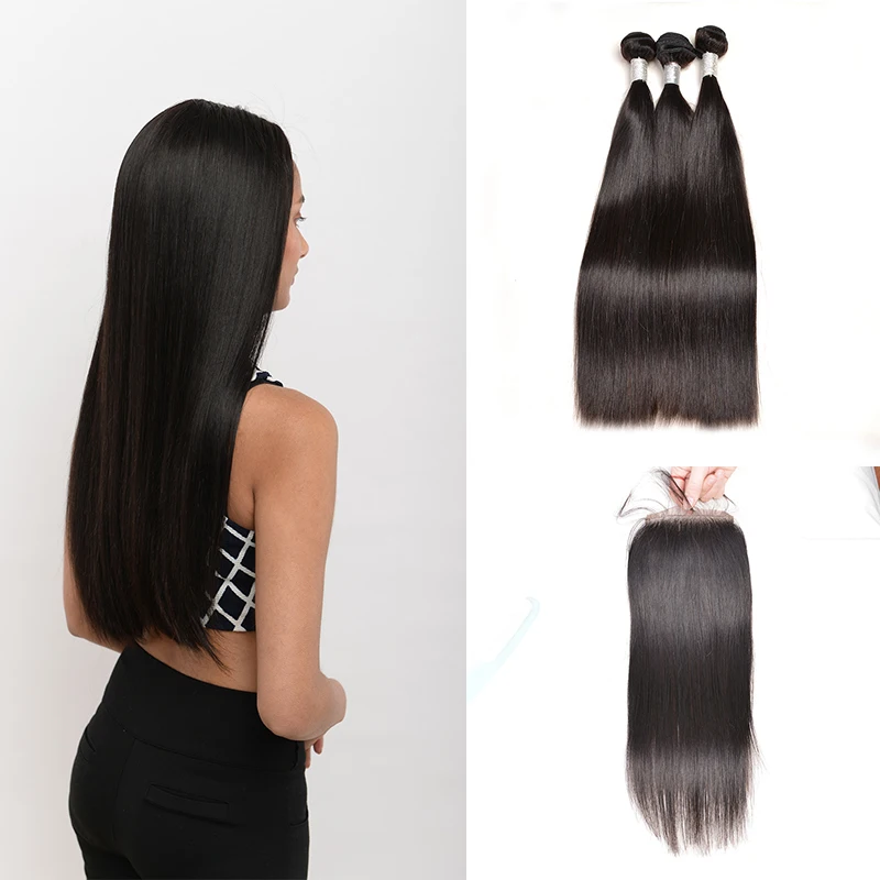 wholesale mink brazilian hair 3 bundles with closure free part