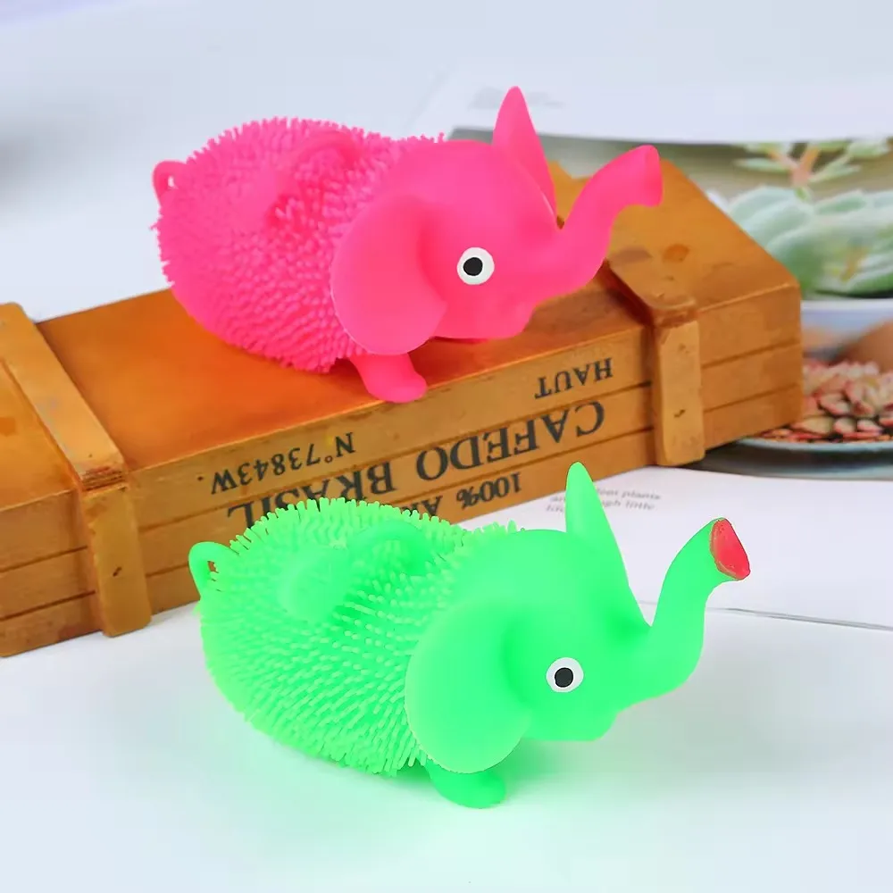 Jincan Factory Outlet Squeeze Ball Flashing Elephant Anti-Stress Fidget Puffer Toy for 5 to 7 Years Old Boys and Girls