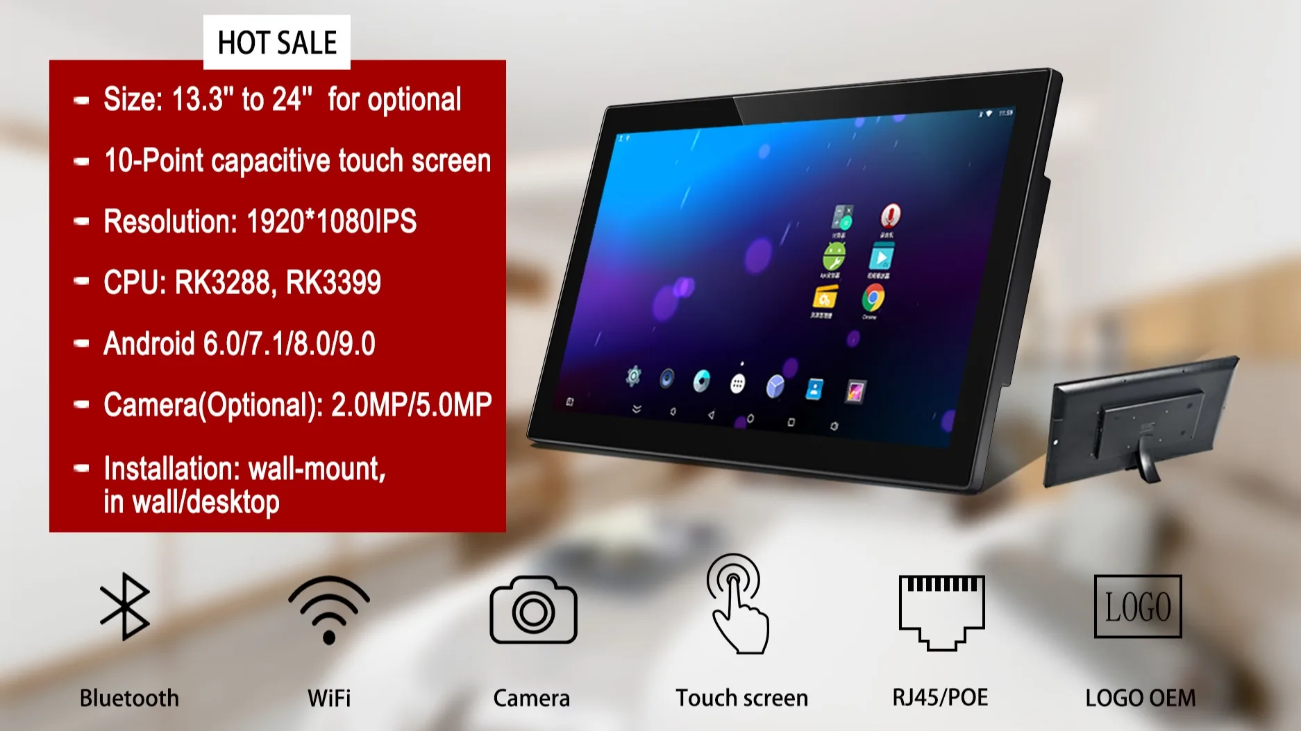 18 Inch Tablet Android Poe Wall Tablet Tablet Lcd For Multifunction