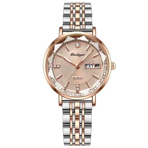 Ladies Quartz Watch Stainless Steel Elegant Watch Fashion Waterproof Week Date Watch Clock Reloj Mujer