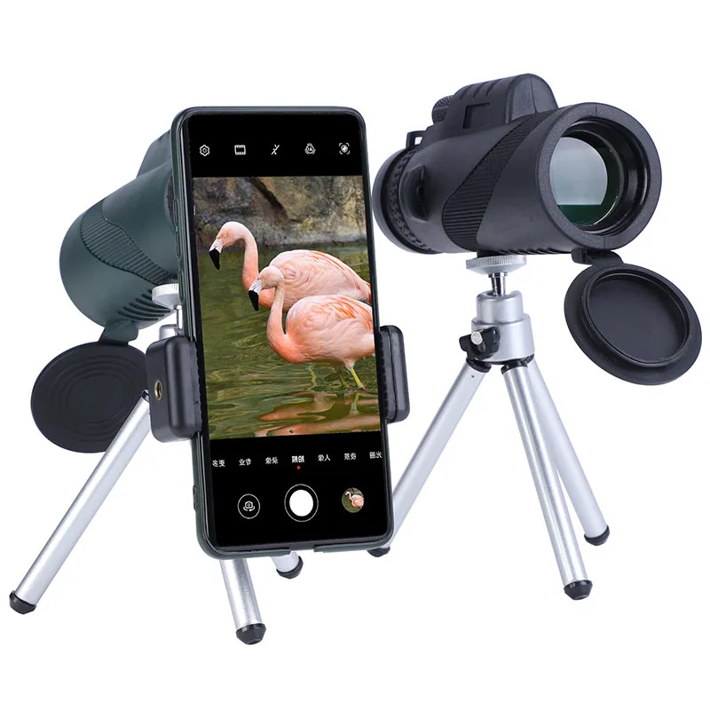 Монокулярный телескоп 12X50 высокомощные точечные трубы-низкое ночное видение с зажимом для телефона и штативом