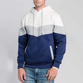 Wholesale Custom Logo Men 100% Polyester Pullover Hoodies high quality Solid Color Block Autumn Men's Hoodies