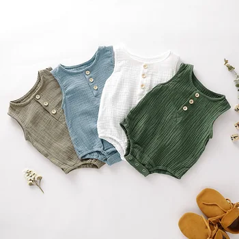 wholesale high end romper tollder infant organic cotton sleeveless onesie for babies girl