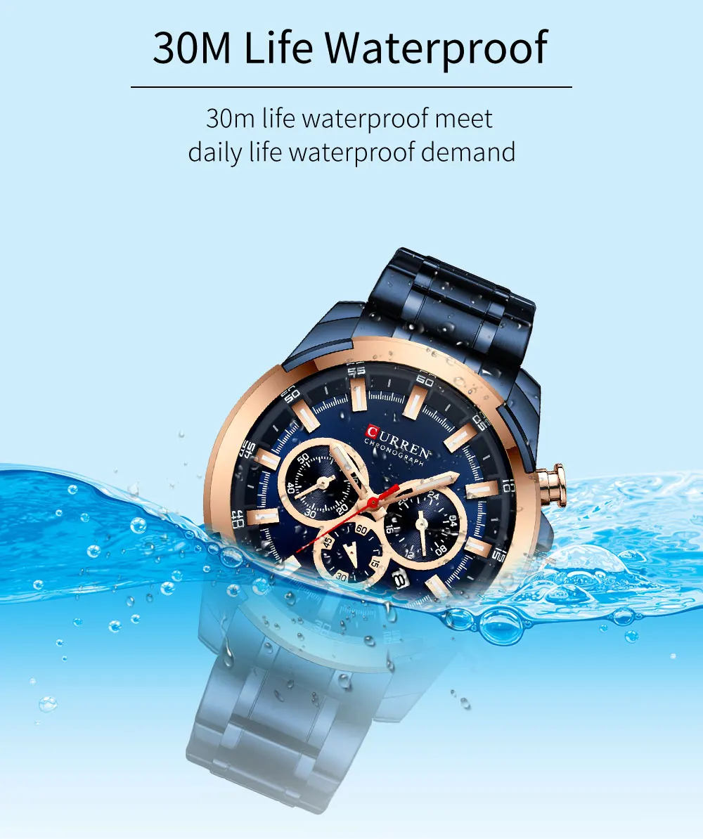 Curren 8361 Luxury Men Analog Watch New Design Western Style Watch Calendar  Hardlex Dial Stainless Steel Band Quartz Wrist Watch