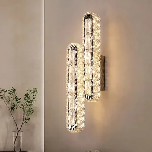 Post-Modern Minimalist LED Wall Lamp Crystal Design for Living Room TV Back Wall Bedroom Luxury Bedside Modern Style