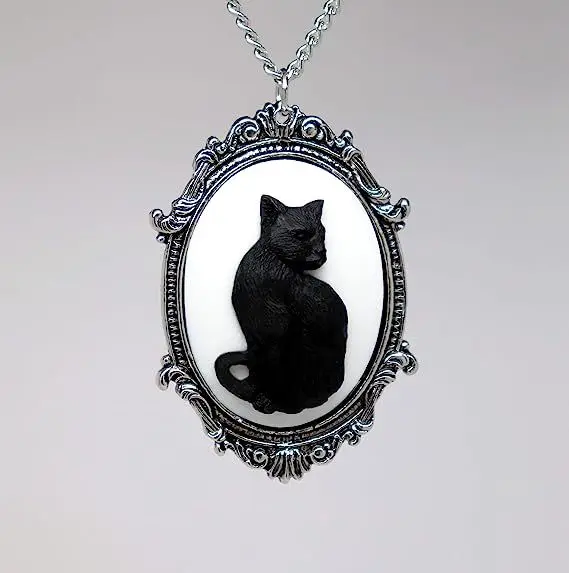 Collana di gatto, ciondolo nero del gatto assassino, gattino con coltello, collana di gattini di gatto carino per le donne, regali di collana ciondolo animale carino | IT
