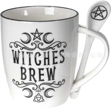 Cross-Border American Halloween Witch Ceramic Water Cup Coffee with Spoon