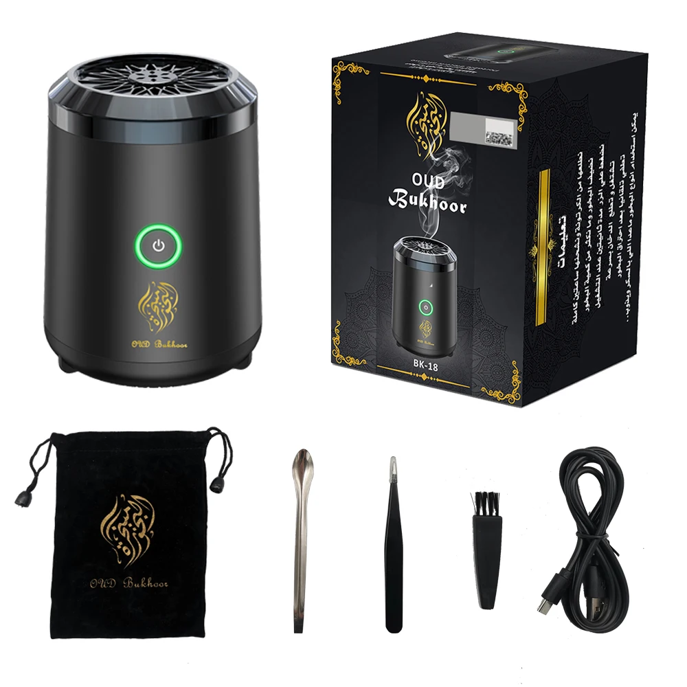 Bruciatore Di Incenso Elettrico Oud Ricaricabile USB, Corpo In Metallo Resistente Al Calore, Diffusore Profumi Arabo Senza Fiamma
