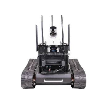 Smart robot tank chassis kit rubber track crawler Dual drive controller shock absorber chassis