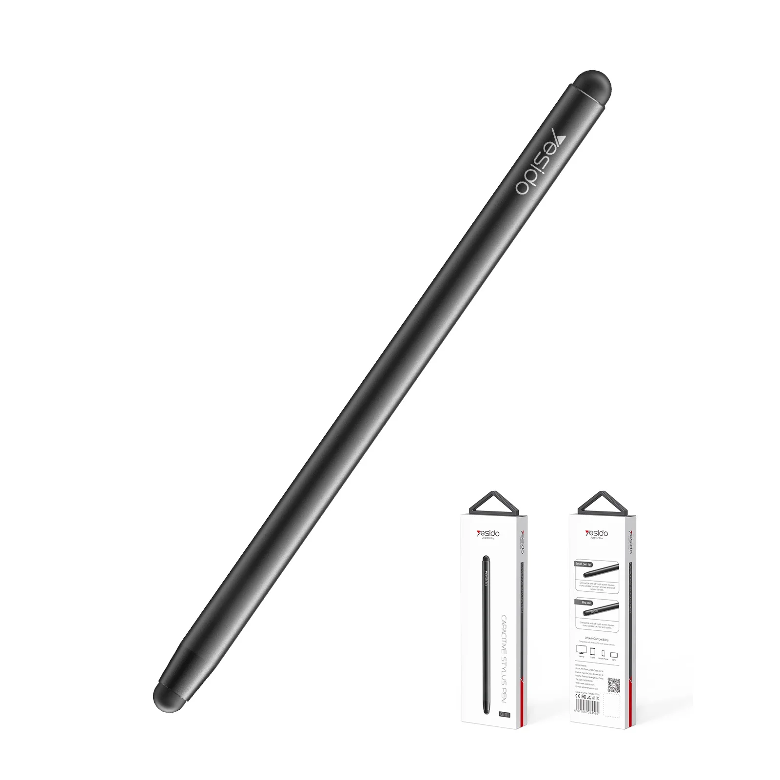 ST01 2 in 1 Capacitive Active Tablet Smart Pressure Touch Screen Stylus Pencil Pen for IP Android Laptop