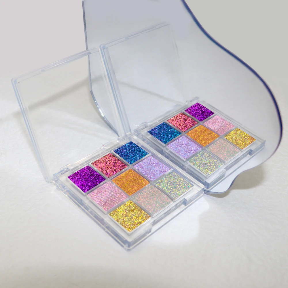 9 Multichrome Eyeshadow Palette Dense Color Multichrome Makeup Shimmer Pastel Duochrome