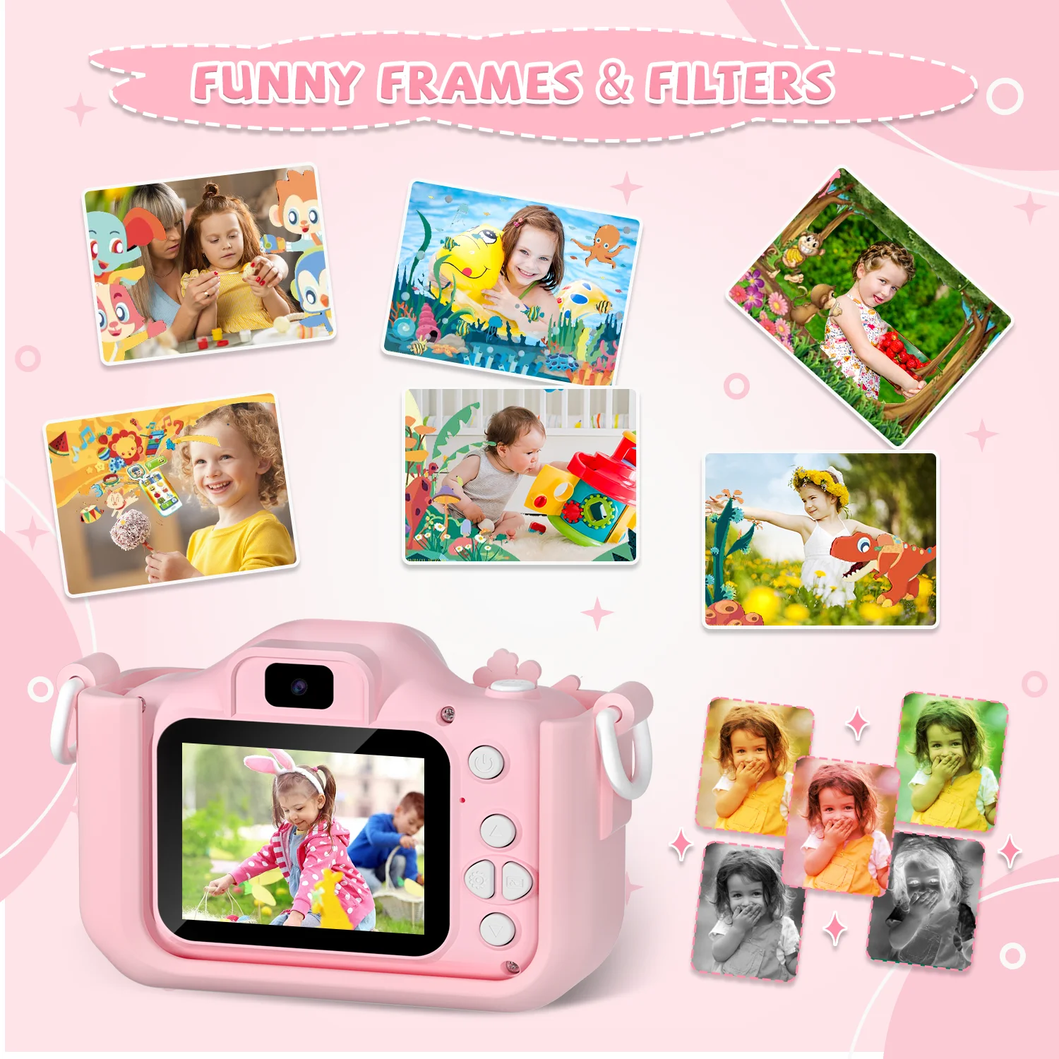 Multi-Functional Kids Camera 300000 Pixels CMOS 1080P HD Video Dual Cameras 2.0" IPS Screen 32G Built-in Memory