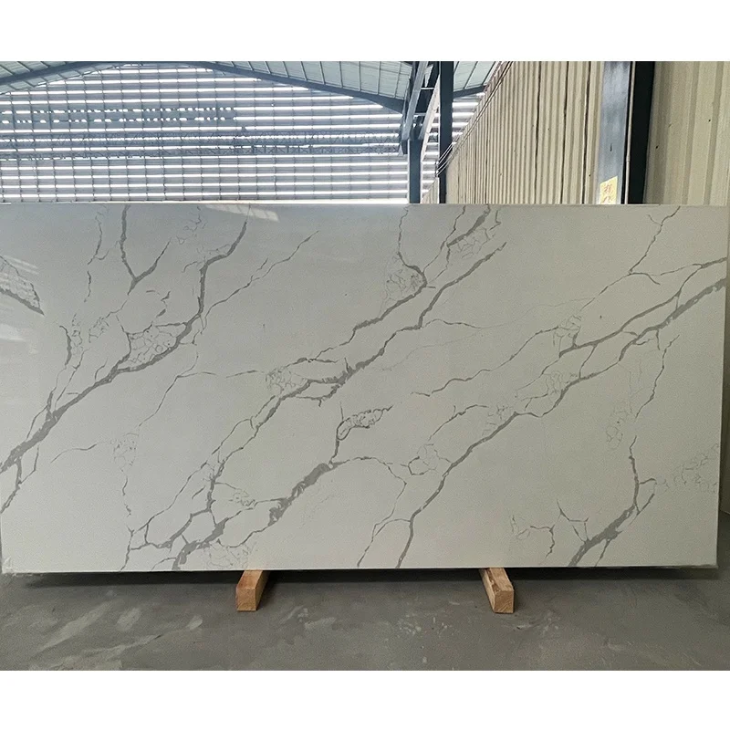 Factory Price  High Quality Polishing Quartz 3200mm*1600mm tile Glossy  with White wholesale artificial Stone  Customized size