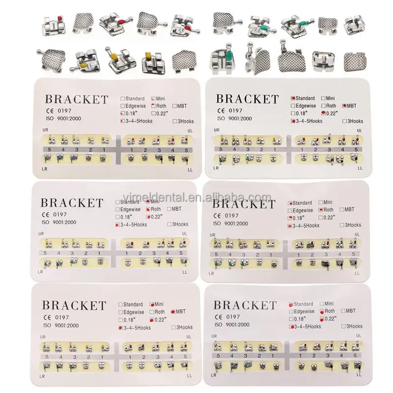 10 Packs Mini MBT Orthodontic Brackets – 0.22 Slot With Hooks 3-4-5, FDA Approved Metal Braces