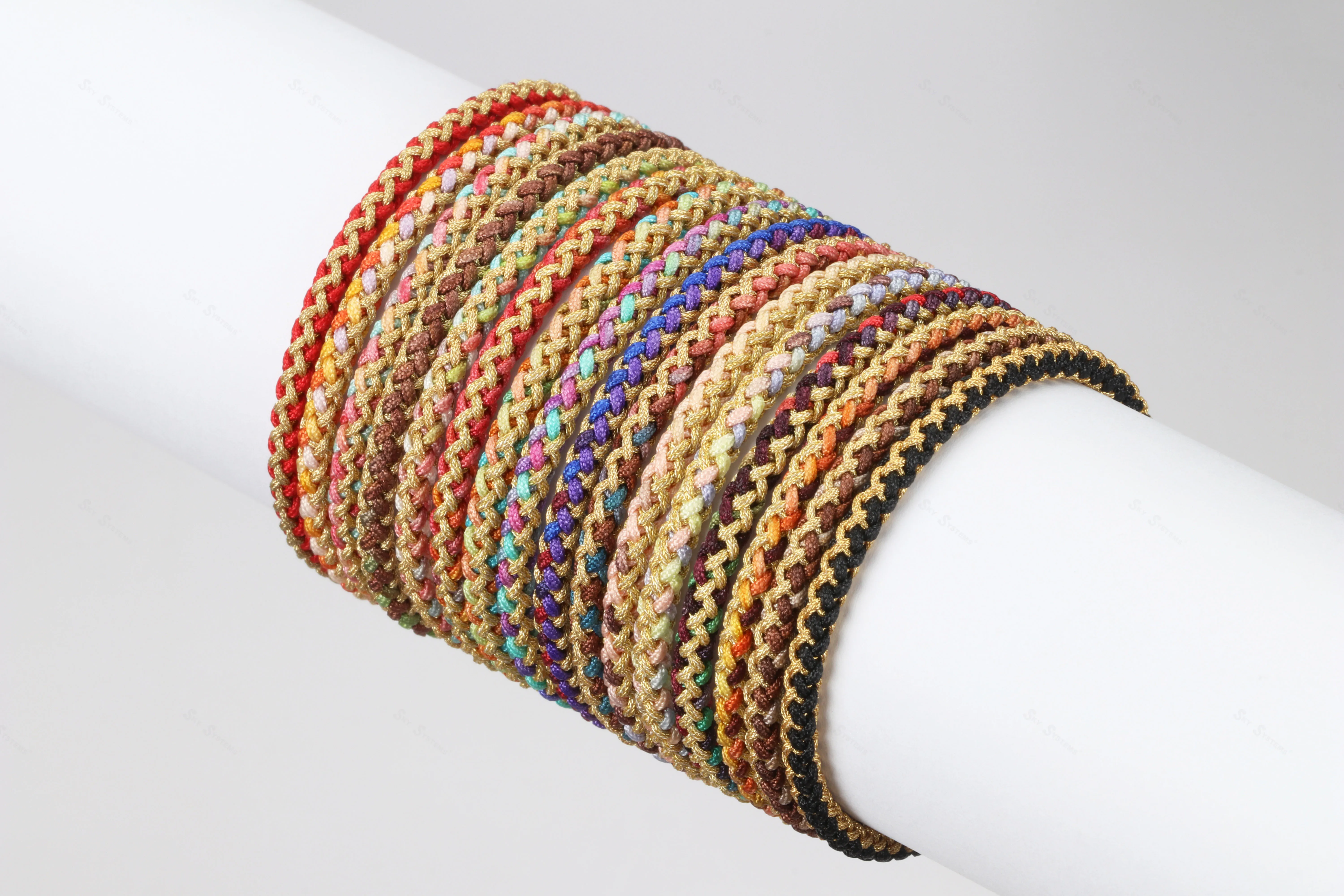 SKY A6 3.5mm Colorful Gold Braided Bracelet Custom Handmade Round Red