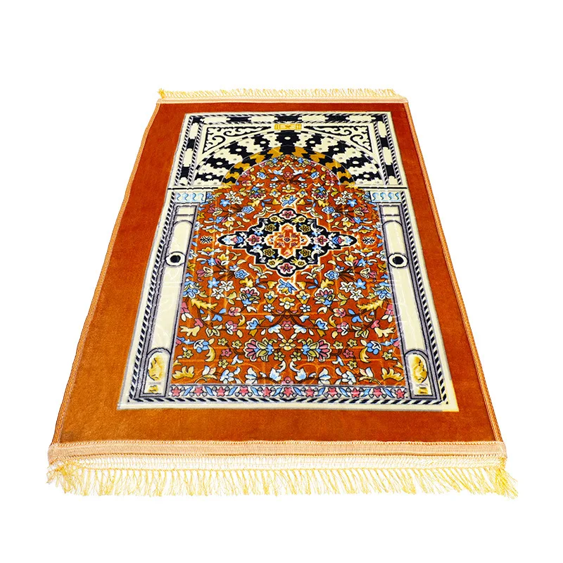 Factory Dropship Custom Design Polypropylene Woven Portable Prayer Mat Thick Fluffy Tassel Islam Muslim Turkish Adult Rug Tapis