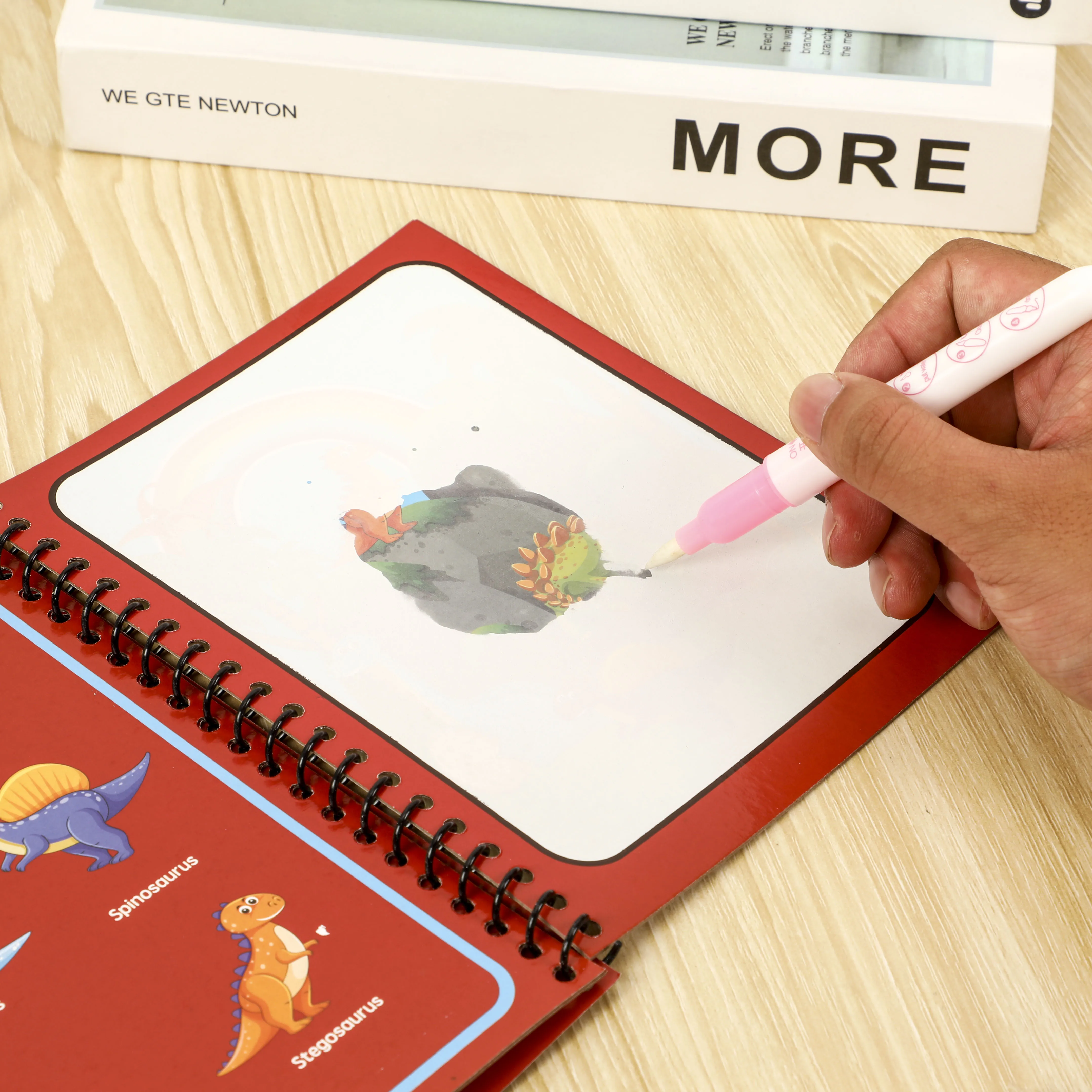Lot de 3 livres de coloriage à l'eau avec livre de coloriage et stylo, réutilisable, livre d'images, eau magique magique pour enfants, livre de coloriage avec stylo, convient aux enfants âgés de