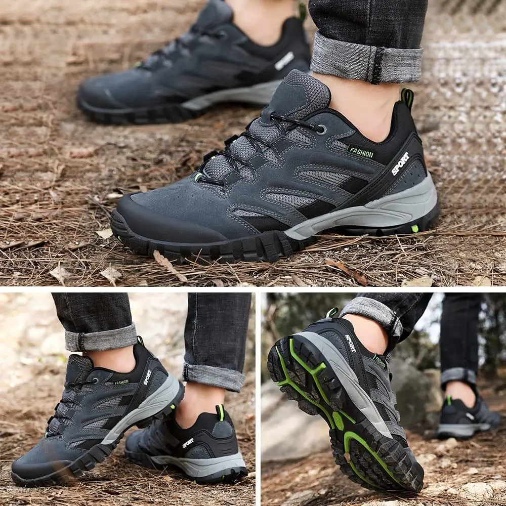 Free Sample Men's Hiking Suede Leather Sport Waterproof Nonslip