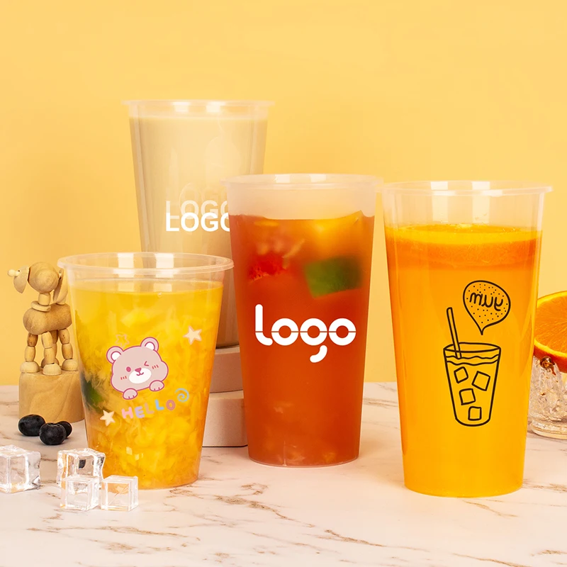 Printing Logo Cold Drinking Clear 1 Litre Disposable Plastic Cup for Custom