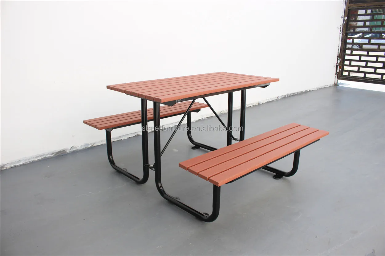 Steel And Recycled Plastic Wood Outdoor Table And Benches Buy Outdoor