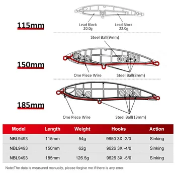 For Nobby ABS Submerged Pencil Hard Bait 150mm/62g for Saltwater Fish Sea Fishing Without Hooks – Pencil – view 3