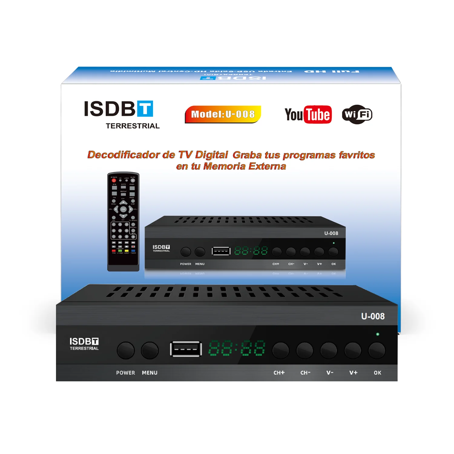 Digital Set Top Box Receiver U-008 TV Receiver ISDBT Decoder 1080p
