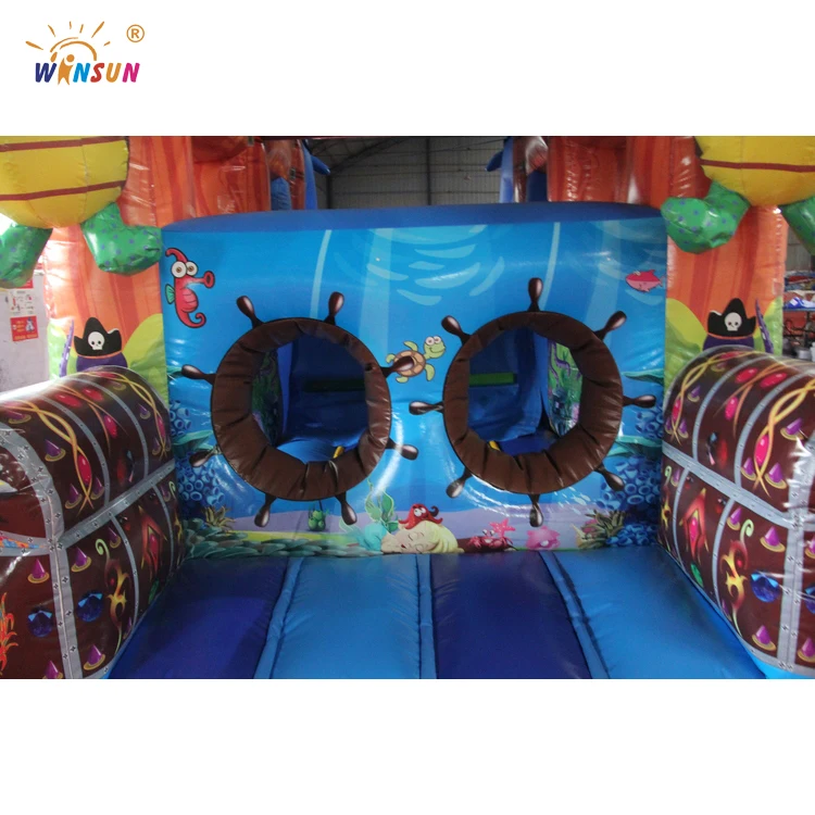 
 Надувной аквапарк с препятствиями на морском острове, надувной батут, батуты, Воздушные Замки с горкой  