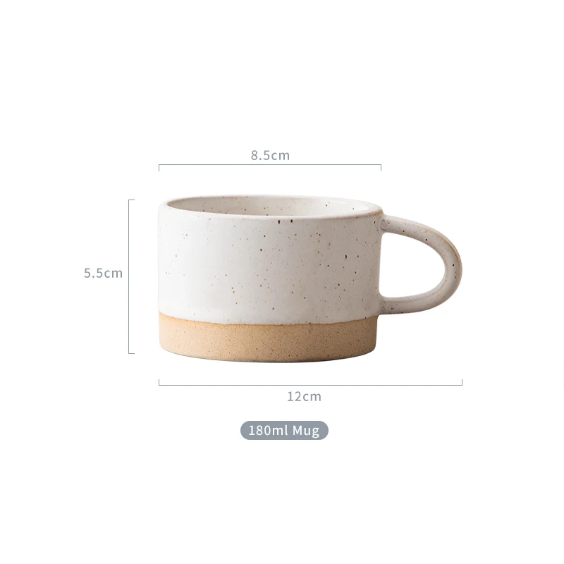 Vintage style matte beige clay mugs custom logo wholesale stoneware mug speckled seasome ceramic coffee mugs for gifts