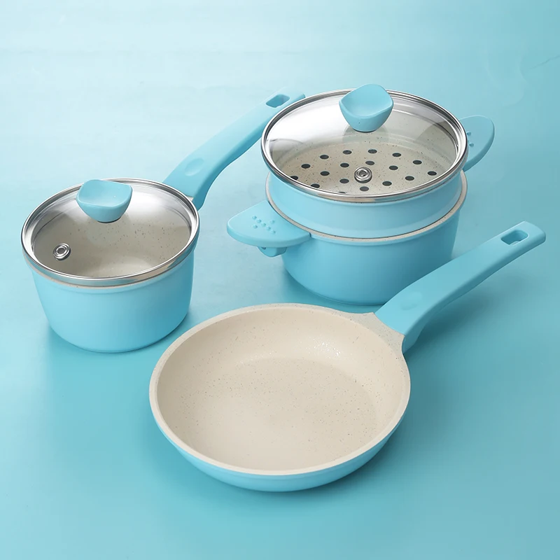 Mini Nonstick Cookware Home Kitchenware Pots Pan Set with Sauce Pan Frying Pans Cooking Pots Mini Series Cooking Sets