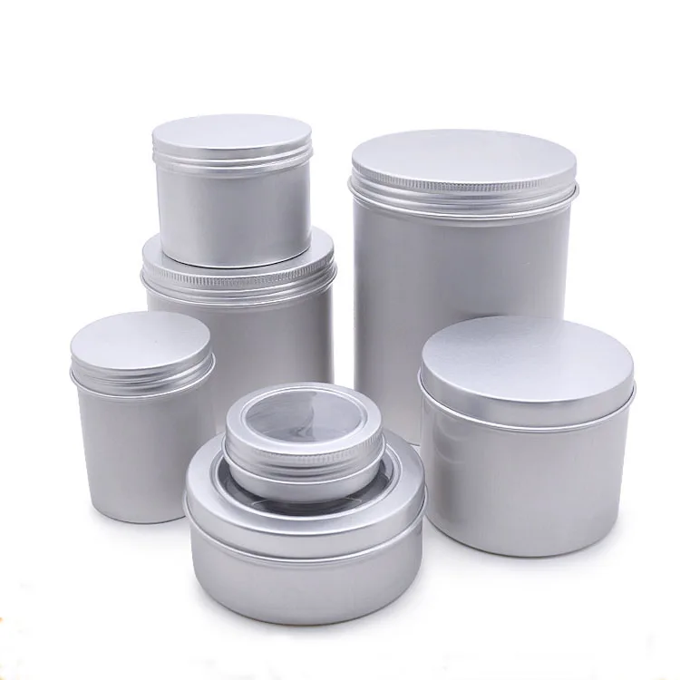 5/10/15/20/30/50/60/100/150/200/250g Aluminum Tins with Lids Silvery Tin  Cans Round Metal Box Empty Ceam Jar Cosmetic Containers - AliExpress