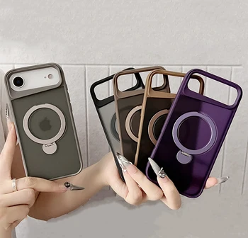 Premium 360 Rotating Magnetic Metal Bracket Matte PC+TPU Phone case for iphone 17 17 air 17 Pro 17 Pro Max case