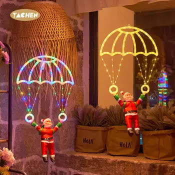 Yachen New Style 30CM Led Light Santa Climbing Hanging Ornament with Kids for Xmas Gifts Door Decorations Holiday Home Decor