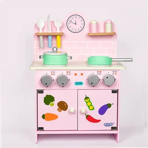 Multi-functional Simulation Kitchen Wooden Cut-Out Cooking Stove Play House Educational Learning Toys for Kids Boys & Girls
